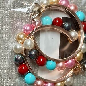 Multicolor Beaded Hoop Earrings